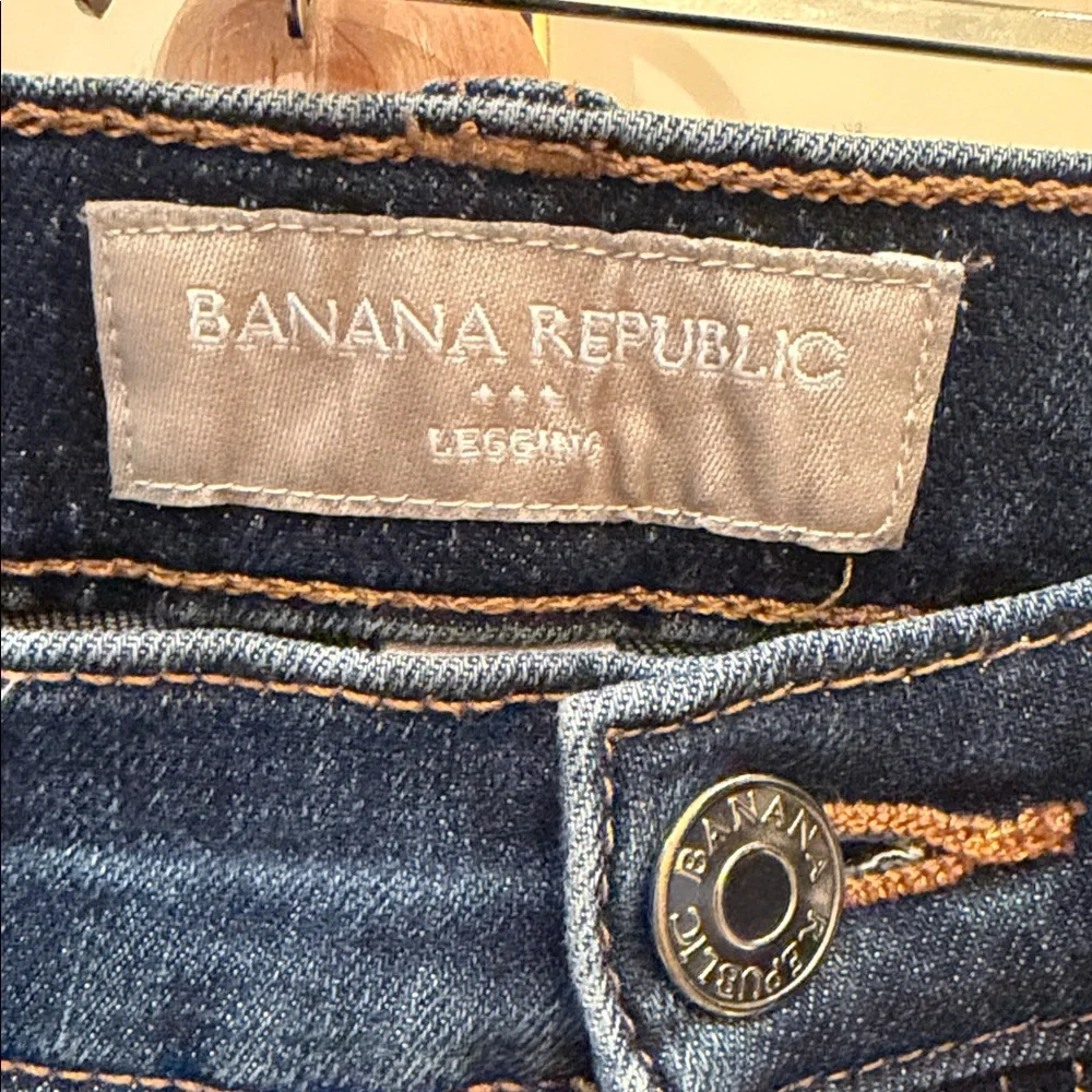 Banana Republic Factory Indigo Legging Jeans with Orange Stitching - Picture 2 of 7